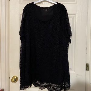 Jessica London Plus Size Lace Over Polyester Knit Top Size 30/32